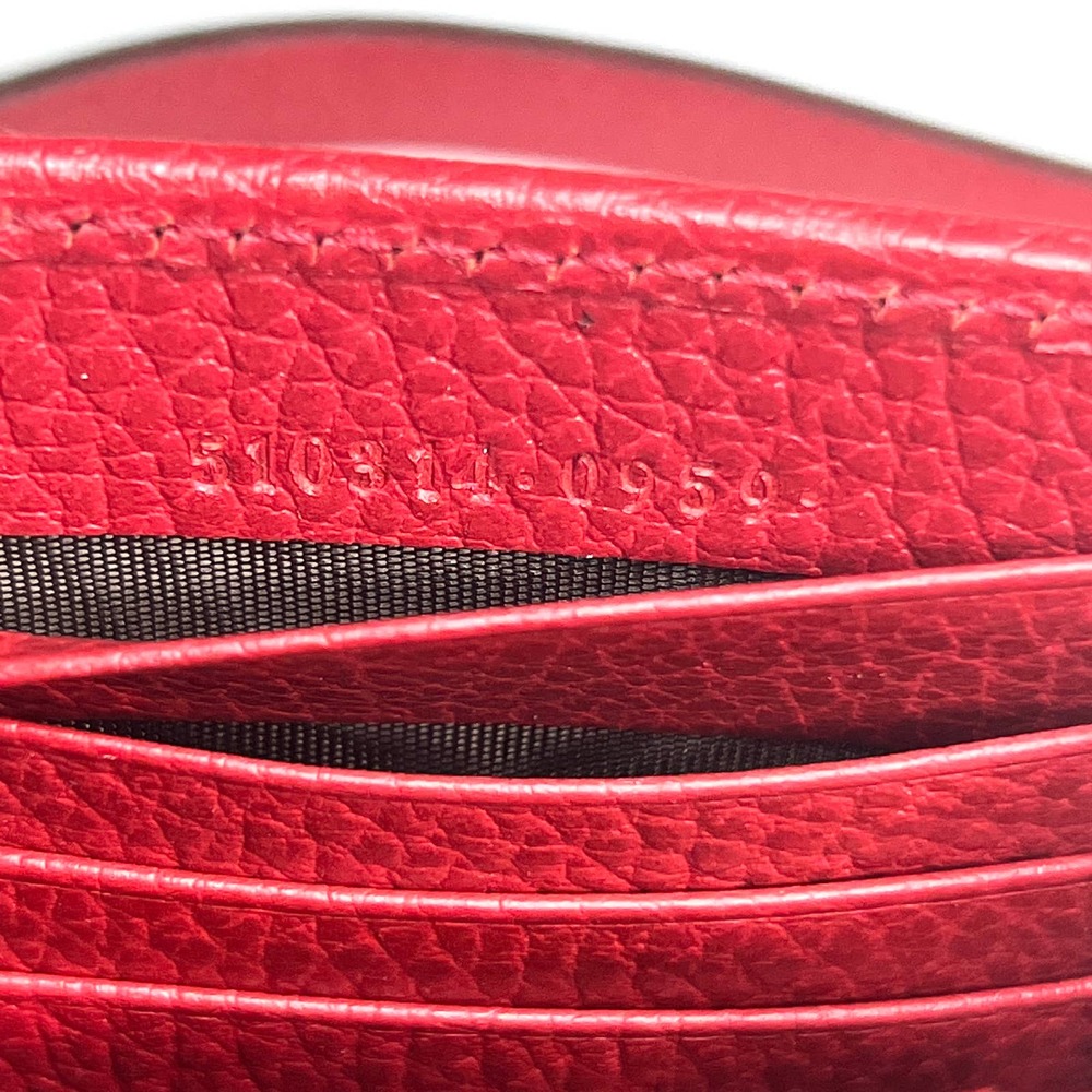 💛SOLD🖤 Red Gucci GG Interlocking Pebbled Leather Wallet On Chain - Picture 9 of 12
